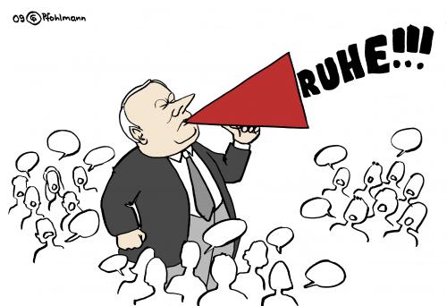 Cartoon: Ruhe! (medium) by Pfohlmann tagged linke,linkspartei,lafontaine,parteitag,strömungen,flügel,linke,linkspartei,oskar lafontaine,parteitag,strömungen,flügel,partei,parteien,pds,oskar,lafontaine