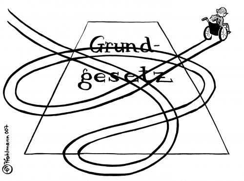 Cartoon: Schäubles Spur (medium) by Pfohlmann tagged schäuble,grundgesetz,rollstuhl,,wolfgang,schäuble,grundgesetz,rollstuhl,politiker,paragraph,fahren,rollstuhlfahrer,überfahren,rüberfahren,kreuzen,spur,abdruck,wolfgang schäuble