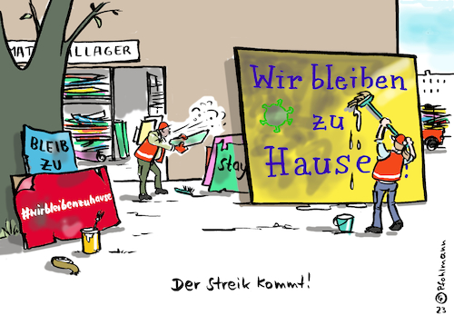 Cartoon: Schilder zu Hause (medium) by Pfohlmann tagged streik,öffentlicher,dienst,öffentlicherdienst,verkehr,schilder,corona,pandemie,maßnahmen,zu,hause,kontaktbeschränkungen,zuhause,daheim,pendler,berufsverkehr,streik,öffentlicher,dienst,öffentlicherdienst,verkehr,schilder,corona,pandemie,maßnahmen,zu,hause,kontaktbeschränkungen,zuhause,daheim,pendler,berufsverkehr