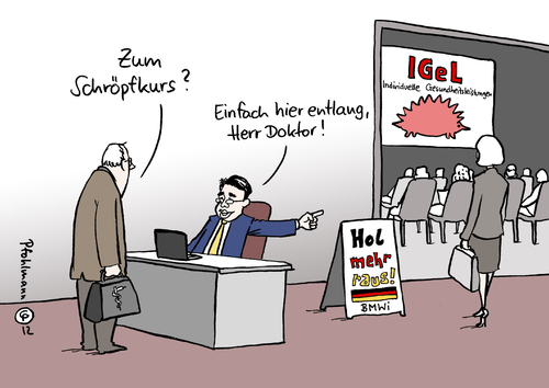 Cartoon: Schröpfkurs für Ärzte (medium) by Pfohlmann tagged karikatur,color,farbe,2012,deutschland,ärzte,schröpfen,schröpfkurs,igel,wirtschaftsministerium,wirtschaftsminister,förderung,kurs,kurse,fortbildung,rösler,verkauf,leistungen,krankenkasse,einnahmen,zusatzverdienst,einkommen,gesundheitsleistungen,zusatzangebot,untersuchungen,gesundheitsystem,2012,deutschland,ärzte,schröpfen,schröpfkurs,wirtschaftsministerium,kurs,fortbildung,förderung,wirtschaftsminister