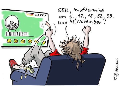 Cartoon: Sechser Impflotto (medium) by Pfohlmann tagged corona,coronavirus,covid19,gesundheit,krankheit,impfung,lotto,lotterie,glücksspiel,sechser,hauptgewinn,impfstrategie,lottozahlen,corona,coronavirus,covid19,gesundheit,krankheit,impfung,lotto,lotterie,glücksspiel,sechser,hauptgewinn,impfstrategie,lottozahlen