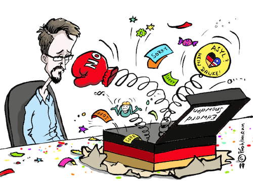 Cartoon: Snowden Asyl (medium) by Pfohlmann tagged snowden,whistleblower,nsa,usa,deutschland,2019,asyl,ablehnung,überwachung,massenüberwachung,internet,buch,permament,record,russland,snowden,whistleblower,nsa,usa,deutschland,2019,asyl,ablehnung,überwachung,massenüberwachung,internet,buch,permament,record,russland