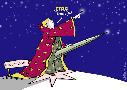 Cartoon: STAR Wars (medium) by Pfohlmann tagged karikatur,cartoon,color,farbe,2018,welt,global,usa,star,wars,trump,präsident,weltall,militär,space,force,militarisierung,weltraum,walk,of,fame,shame,sterne,krieg,der,karikatur,cartoon,color,farbe,2018,welt,global,usa,star,wars,trump,präsident,weltall,militär,space,force,militarisierung,weltraum,walk,of,fame,shame,sterne,krieg,der