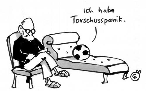 Cartoon: Torschusspanik (medium) by Pfohlmann tagged freud,couch,analyse,fußball,panik,sigmund,freud,couch,analyse,fußball,fussbal,sport,therapie,therapeut,psychologe,psychiater,psyche,krankheit,krank,patient,arzt,gesundheit,sitzung,praxis,termin,ball,doktor,torschusspanik,psychoanalyse,panik,problem