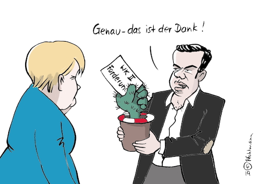 Cartoon: Tsipras Kaktus-Dank (medium) by Pfohlmann tagged 2019,deutschland,griechenland,merkel,tsipras,dank,reparation,weltkrieg,rettung,euro,eurokrise,wirtschaft,hilfe,eu,abschied,bundeskanzlerin,2019,deutschland,griechenland,merkel,tsipras,dank,reparation,weltkrieg,rettung,euro,eurokrise,wirtschaft,hilfe,eu,abschied,bundeskanzlerin