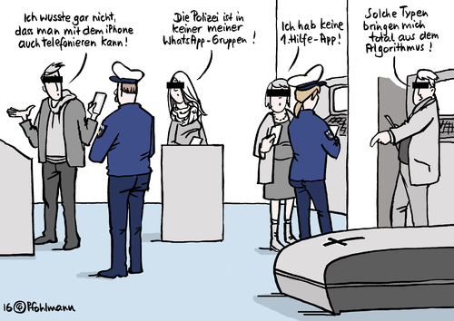 Cartoon: Unterlassene Hilfe (medium) by Pfohlmann tagged karikatur,cartoon,2016,color,farbe,deutschland,essen,hilfe,unterlassene,hilfeleistung,erste,bank,filiale,ignorieren,zusammenbruch,bankkunden,kunden,toter,ignoranz,handy,smartphone,iphone,app,whatsapp,algorithmus,smombie,kontoauszüge,überweisungen,bankgeschäfte,karikatur,cartoon,2016,color,farbe,deutschland,essen,hilfe,unterlassene,hilfeleistung,erste,bank,filiale,ignorieren,zusammenbruch,bankkunden,kunden,toter,ignoranz,handy,smartphone,iphone,app,whatsapp,algorithmus,smombie,kontoauszüge,überweisungen,bankgeschäfte