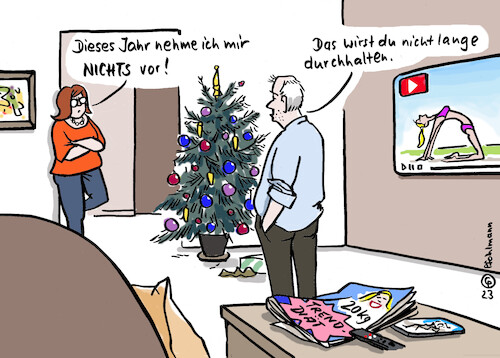 Cartoon: Vorsatzlos (medium) by Pfohlmann tagged silvester,jahreswechsel,neujahr,vorsatz,abnehmen,diät,sport,influencer,youtube,tiktok,medien,schlankheit,schönheitsideal,frauen,gesundheit,lebensstil,übergewicht,fitness,silvester,jahreswechsel,neujahr,vorsatz,abnehmen,diät,sport,influencer,youtube,tiktok,medien,schlankheit,schönheitsideal,frauen,gesundheit,lebensstil,übergewicht,fitness