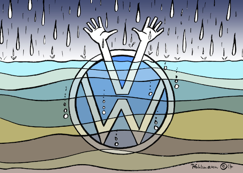 Cartoon: VW Hochwasser (medium) by Pfohlmann tagged karikatur,cartoon,color,farbe,2017,deutschland,vw,regen,hochwasser,starkregen,autoindustrie,abgasskandal,kartell,absprachen,preisabsprachen,dieselskandal,karikatur,cartoon,color,farbe,2017,deutschland,vw,regen,hochwasser,starkregen,autoindustrie,abgasskandal,kartell,absprachen,preisabsprachen,dieselskandal