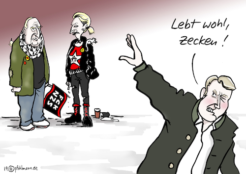 Cartoon: Zecken lebt wohl (medium) by Pfohlmann tagged karikatur,cartoon,color,farbe,2019,deutschland,afd,poggenburg,rechts,links,austritt,partei,zecken,linksextrem,antifa,linksruck,gauland,weidel,abschied,neugründung,karikatur,cartoon,color,farbe,2019,deutschland,afd,poggenburg,rechts,links,austritt,partei,zecken,linksextrem,antifa,linksruck,gauland,weidel,abschied,neugründung