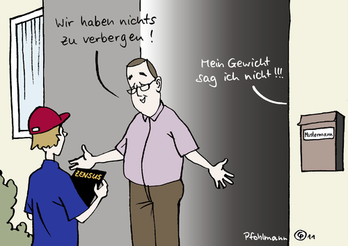 Cartoon: Zensus (medium) by Pfohlmann tagged volkszählung,zensus,gewicht,befragung,interview,daten,datenschutz,bevölkerung,bürger,volkszählung,zensus,kinder,familie,befragung,interview,daten,datenschutz,bürger,bevölkerung,volk