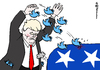 Cartoon: Trumps Twitterattacke (small) by Pfohlmann tagged karikatur cartoon 2016 color farbe usa trump twitter vögel kandidat republikaner präsidentschaftswahl wahlkampf unterstützung elefant rückzug partei parteifreunde distanzierung