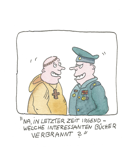 Cartoon: Freiheit Diktatur (medium) by sabine voigt tagged freiheit,diktatur,politik,pressefreiheit,rede,bücher,zensur,kirche,general