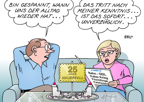 Cartoon: 10. November II (medium) by Erl tagged mauerfall,berlin,mauer,reisefreiheit,ddr,günter,schabowski,pressekonferenz,zettel,jahrestag,25,jahre,november,feiertag,alltag,kuchen,paar,ost,west,bahn,gdl,kalter,krieg,flüchtlinge,katalanien,mauerfall,berlin,mauer,reisefreiheit,ddr,günter,schabowski,pressekonferenz,zettel,jahrestag,25,jahre,november,feiertag,alltag,kuchen,paar,ost,west,bahn,gdl,kalter,krieg,flüchtlinge,katalanien