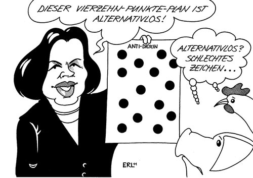 Cartoon: 14-Punkte Plan (medium) by Erl tagged jahres,des,unwort,alternativlos,vierzehn,punkte,plan,verbraucherschutz,verbraucher,landwirtschaft,skandal,futtermittel,dioxin,aigner,aigner,dioxin,futtermittel,skandal,landwirtschaft,verbraucher,verbraucherschutz,plan,punkte,vierzehn,alternativlos,unwort