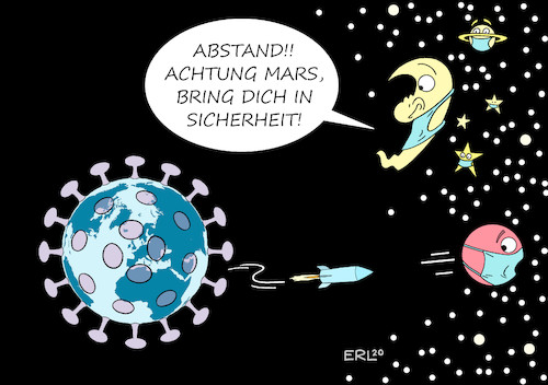 Cartoon: Abstand (medium) by Erl tagged politik,corona,virus,pandemie,zweite,welle,erde,mars,mond,sterne,abstand,mundschutz,maske,karikatur,erl,politik,corona,virus,pandemie,zweite,welle,erde,mars,mond,sterne,abstand,mundschutz,maske,karikatur,erl