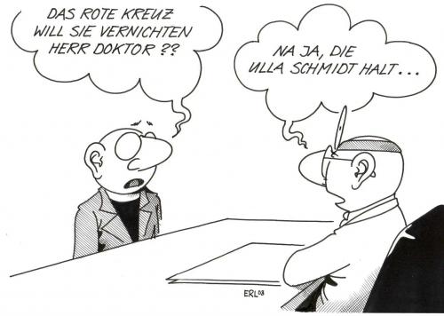 Cartoon: Ärzte (medium) by Erl tagged ärzte,gesundheitsreform,ulla,schmidt,spd,,ärzte,gesundheitsreform,ulla,schmidt,spd,rote,kreuz,vernichten,medizin,gesundheit,praxis,krankheit