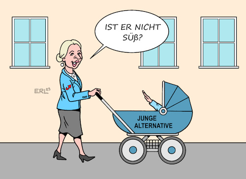 Cartoon: AfD-Nachwuchs (medium) by Erl tagged politik,partei,afd,nachwuchs,organisation,junge,alternative,rechtsextrem,rechtsextremismus,bestätigung,verfassungsschutz,kind,baby,kinderwagen,hitlergruß,alice,weidel,karikatur,erl,politik,partei,afd,nachwuchs,organisation,junge,alternative,rechtsextrem,rechtsextremismus,bestätigung,verfassungsschutz,kind,baby,kinderwagen,hitlergruß,alice,weidel,karikatur,erl