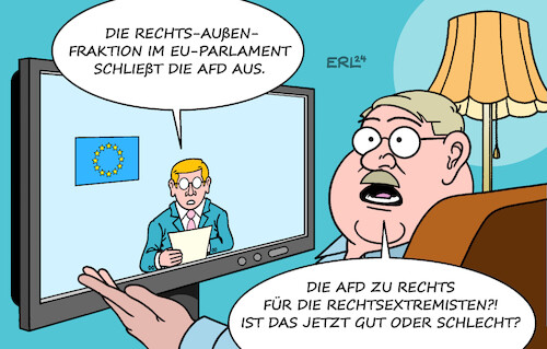 Cartoon: AfD-Wähler zweifeln (medium) by Erl tagged politik,eu,parlament,fraktion,id,rechtsaußen,rechtspopulismus,rechtsextremismus,ausschluss,afd,wähler,deutschland,zweifel,wahl,europawahl,karikatur,erl,politik,eu,parlament,fraktion,id,rechtsaußen,rechtspopulismus,rechtsextremismus,ausschluss,afd,wähler,deutschland,zweifel,wahl,europawahl,karikatur,erl