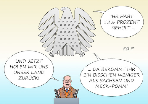 Cartoon: AfD Bundestag I (medium) by Erl tagged bundestagswahl,wahl,bundestag,konstituierende,sitzung,einzug,afd,rechtspopulismus,rechtsextremismus,nationalismus,rassismus,volk,völkisch,land,gauland,rechts,rechtsaußen,abseits,reichstag,bundesadler,adler,karikatur,erl,bundestagswahl,wahl,bundestag,konstituierende,sitzung,einzug,afd,rechtspopulismus,rechtsextremismus,nationalismus,rssismus,volk,völkisch,land,gauland,rechts,rechtsaußen,abseits,reichstag,bundesadler,adler,karikatur,erl