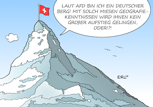 Cartoon: AfD Matterhorn (medium) by Erl tagged afd,bundestagswahl,wahl,wahlkampf,wahlplakat,rechtspopulismus,heimat,berg,matterhorn,schweiz,geografie,bildung,aufstieg,abstieg,wählerstimmen,karikatur,erl,afd,bundestagswahl,wahl,wahlkampf,wahlplakat,rechtspopulismus,heimat,berg,matterhorn,schweiz,geografie,bildung,aufstieg,abstieg,wählerstimmen,karikatur,erl