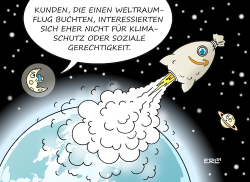 Cartoon: Amazon im All (medium) by Erl tagged politik,wissenschaft,technik,raumfahrt,privatisierung,wettlauf,richard,branson,virgin,galactic,jeff,bezos,amazon,elon,musk,tesla,rakete,kommerz,geldsack,geld,soziale,gerechtigkeit,klimaschutz,welt,weltall,erde,mond,saturn,sterne,karikatur,erl,politik,wissenschaft,technik,raumfahrt,privatisierung,wettlauf,richard,branson,virgin,galactic,jeff,bezos,amazon,elon,musk,tesla,rakete,kommerz,geldsack,geld,soziale,gerechtigkeit,klimaschutz,welt,weltall,erde,mond,saturn,sterne,karikatur,erl