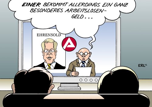 Cartoon: Arbeitslosengeld (medium) by Erl tagged arbeitslosengeld,arbeitslosigkeit,ehrensold,affären,rücktritt,bundespräsident,christian,wulff,wulff,bundespräsident,rücktritt,affären,ehrensold,arbeitslosigkeit,arbeitslosengeld