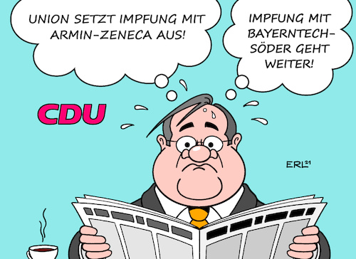 Cartoon: Armins Alptraum (medium) by Erl tagged politik,landtagswahl,baden,württemberg,rheinland,pfalz,niederlage,cdu,vorsitzender,ministerpräsident,nrw,armin,laschet,schwächung,frage,kanzlerkandidat,konkurrent,bayern,markus,söder,csu,corona,virus,pandemie,impfung,impfstoff,aussetzung,astrazeneca,nebenwirkungen,rückschlag,impfkampagne,impfstrategie,biontech,pfizer,moderna,zeitung,kaffee,karikatur,erl,politik,landtagswahl,baden,württemberg,rheinland,pfalz,niederlage,cdu,vorsitzender,ministerpräsident,nrw,armin,laschet,schwächung,frage,kanzlerkandidat,konkurrent,bayern,markus,söder,csu,corona,virus,pandemie,impfung,impfstoff,aussetzung,astrazeneca,nebenwirkungen,rückschlag,impfkampagne,impfstrategie,biontech,pfizer,moderna,zeitung,kaffee,karikatur,erl