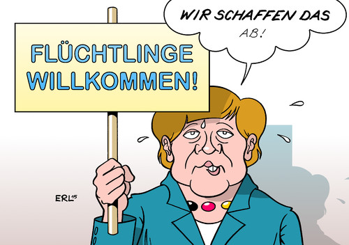 Cartoon: Asylgesetz (medium) by Erl tagged flüchtlinge,europa,eu,deutschland,bundeskanzlerin,angela,merkel,willkommen,wir,schaffen,das,protest,cdu,csu,rechts,änderung,asylgesetz,abschreckung,anreize,sachleistung,karikatur,erl,flüchtlinge,europa,eu,deutschland,bundeskanzlerin,angela,merkel,willkommen,wir,schaffen,das,protest,cdu,csu,rechts,änderung,asylgesetz,abschreckung,anreize,sachleistung,karikatur,erl