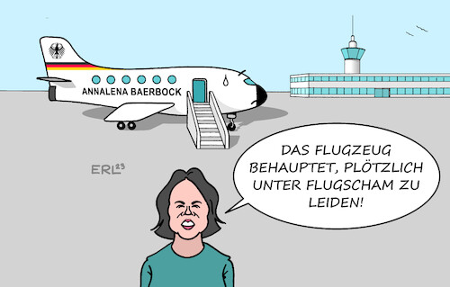 Cartoon: Baerbock (medium) by Erl tagged politik,außenministerin,annalena,baerbock,regierungsflieger,flugzeug,panne,abbruch,reise,landung,kerosin,klima,klimawandel,flugscham,karikatur,erl,politik,außenministerin,annalena,baerbock,regierungsflieger,flugzeug,panne,abbruch,reise,landung,kerosin,klima,klimawandel,flugscham,karikatur,erl