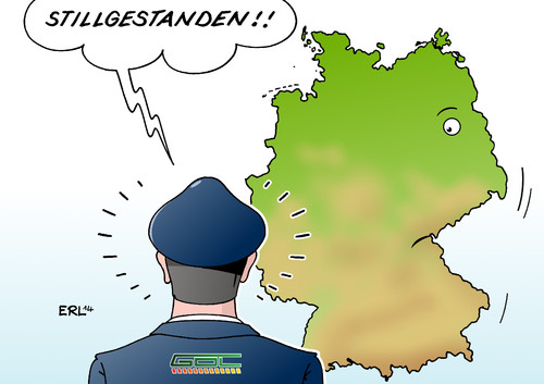 Cartoon: Bahnstreik (medium) by Erl tagged gdl,gewerkschaft,lokführer,claus,weselsky,streik,arbeitskampf,machtkampf,mitglieder,einfluss,spartengewerkschaft,eskalation,stillstand,deutschland,stillgestanden,gdl,gewerkschaft,lokführer,claus,weselsky,streik,arbeitskampf,machtkampf,mitglieder,einfluss,spartengewerkschaft,eskalation,stillstand,deutschland,stillgestanden