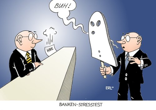 Cartoon: Banken-Stresstest (medium) by Erl tagged bank,stresstest,krise,gerüstet,rücklagen,hre,hypo,real,estate,durchgefallen,bank,stresstest,krise,gerüstet,rücklagen,hre,hypo real estate,banken,durchgefallen,geld,hypo,real,estate