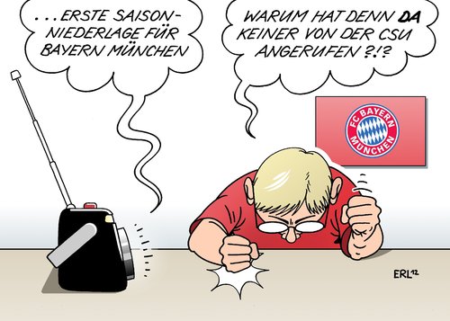 Cartoon: Bayern München (medium) by Erl tagged bayern,münchen,fc,fußball,club,verein,saison,niederlage,csu,pressesprecher,anruf,zdf,fernsehen,medien,einfluß,manipulation,bayern,münchen,fc,fußball,club,verein,saison,niederlage,csu,pressesprecher,anruf,zdf,fernsehen,medien,einfluß,manipulation