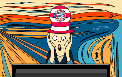 Cartoon: Bayern Munch Der Schrei (medium) by Erl tagged politik,sport,fußball,bundesliga,deutscher,meister,titelrennen,fc,bayern,münchen,niederlage,stolpern,chance,verfolger,bvb,borussia,dortmund,malerei,gemälde,edvard,munch,der,schrei,karikatur,erl,politik,sport,fußball,bundesliga,deutscher,meister,titelrennen,fc,bayern,münchen,niederlage,stolpern,chance,verfolger,bvb,borussia,dortmund,malerei,gemälde,edvard,munch,der,schrei,karikatur,erl