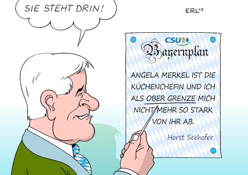 Cartoon: Bayernplan (medium) by Erl tagged csu,bundestagswahl,programm,wahlprogramm,bayernplan,obergrenze,flüchtlinge,streit,abgrenzung,schwesterpartei,cdu,bundeskanzlerin,angela,merkel,flüchtlingspolitik,harmonie,zusammenhalt,koch,kellner,küchenchefin,ober,oberkellner,ministerpräsident,bayern,karikatur,erl,csu,bundestagswahl,programm,wahlprogramm,bayernplan,obergrenze,flüchtlinge,streit,abgrenzung,schwesterpartei,cdu,bundeskanzlerin,angela,merkel,flüchtlingspolitik,harmonie,zusammenhalt,koch,kellner,küchenchefin,ober,oberkellner,ministerpräsident,bayern,karikatur,erl