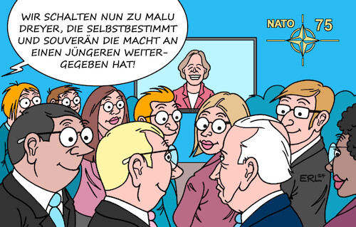 Cartoon: Beispiel (medium) by Erl tagged politik,nato,75,jahre,jubiläum,usa,präsident,joe,biden,diskussion,alter,auftritt,tv,duell,katastrophal,festhalten,kandidatur,präsidentschaft,beispiel,malu,dreyer,ministerpräsidentin,rheinland,pfalz,rücktritt,selbstbestimmt,souverän,weitergabe,macht,nachfolger,jünger,karikatur,erl,politik,nato,75,jahre,jubiläum,usa,präsident,joe,biden,diskussion,alter,auftritt,tv,duell,katastrophal,festhalten,kandidatur,präsidentschaft,beispiel,malu,dreyer,ministerpräsidentin,rheinland,pfalz,rücktritt,selbstbestimmt,souverän,weitergabe,macht,nachfolger,jünger,karikatur,erl