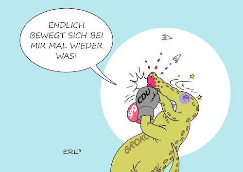 Cartoon: Bewegung in der Groko (medium) by Erl tagged politik,regierung,große,koalition,groko,cdu,csu,spd,rückbesinnung,markenkern,soziale,gerechtigkeit,konservativ,abkehr,vergangenheit,hartz,iv,flüchtlingspolitik,bewegung,streit,karikatur,erl,politik,regierung,große,koalition,groko,cdu,csu,spd,rückbesinnung,markenkern,soziale,gerechtigkeit,konservativ,abkehr,vergangenheit,hartz,iv,flüchtlingspolitik,bewegung,streit,karikatur,erl