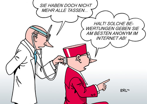 Cartoon: Bewertung (medium) by Erl tagged internet,portal,bewertung,anonymität,anonym,lüge,unwahrheit,urteil,bundesgerichtshof,karlsruhe,preisgabe,schutz,name,arzt,kläger,internet,portal,bewertung,anonymität,anonym,lüge,unwahrheit,urteil,bundesgerichtshof,karlsruhe,preisgabe,schutz,name,arzt,kläger