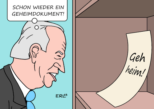 Cartoon: Biden Dokumente (medium) by Erl tagged politik,usa,präsident,joe,biden,funde,büro,vizepräsident,dokumente,geheimdokumente,geheim,karikatur,erl,politik,usa,präsident,joe,biden,funde,büro,vizepräsident,dokumente,geheimdokumente,geheim,karikatur,erl