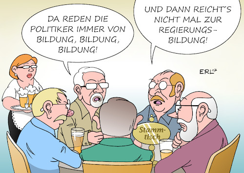 Cartoon: Bildung (medium) by Erl tagged bundestagswahl,wahl,bundestag,regierung,koalition,sondierung,cdu,csu,fdp,die,grünen,schwarz,gelb,grün,jamaika,ausstieg,liberale,scheitern,platzen,regierungsbildung,verantwortung,bildung,stammtisch,karikatur,erl,bundestagswahl,wahl,bundestag,regierung,koalition,sondierung,cdu,csu,fdp,die,grünen,schwarz,gelb,grün,jamaika,ausstieg,liberale,scheitern,platzen,regierungsbildung,verantwortung,bildung,stammtisch,karikatur,erl