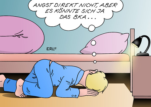 Cartoon: BKA-Gesetz (medium) by Erl tagged bka,bundeskriminalamt,terror,bekämpfung,terrorbekämpfung,gesetz,überwachung,einschränkung,bürgerrechte,angst,monster,bett,karikatur,erl,bka,bundeskriminalamt,terror,bekämpfung,terrorbekämpfung,gesetz,überwachung,einschränkung,bürgerrechte,angst,monster,bett