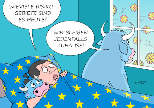 Cartoon: Böses Erwachen (medium) by Erl tagged politik,corona,virus,pandemie,covid19,lockdown,öffnung,lockerung,zweite,welle,risikogebiet,risikogebiete,eu,europa,stier,zuhause,karikatur,erl,politik,corona,virus,pandemie,covid19,lockdown,öffnung,lockerung,zweite,welle,risikogebiet,risikogebiete,eu,europa,stier,zuhause,karikatur,erl