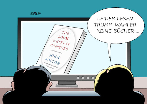 Cartoon: Bolton Buch (medium) by Erl tagged politik,usa,john,bolton,früher,nationaler,sicherheitsberater,weißes,haus,autor,buch,abrechnung,präsident,donald,trump,unfähigkeit,narzissmus,mangel,intelligenz,bildung,ahnungslosigkeit,wähler,leser,karikatur,erl,politik,usa,john,bolton,früher,nationaler,sicherheitsberater,weißes,haus,autor,buch,abrechnung,präsident,donald,trump,unfähigkeit,narzissmus,mangel,intelligenz,bildung,ahnungslosigkeit,wähler,leser,karikatur,erl