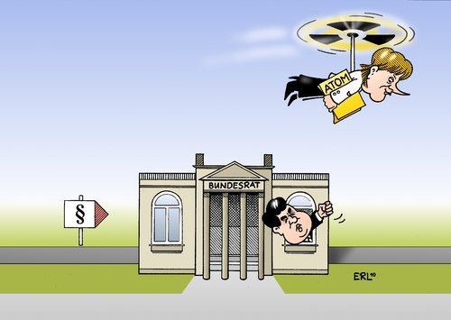 Cartoon: Bundesrat (medium) by Erl tagged bundesrat,atomenergie,atomkraftwerk,laufzeitverlängerung,brennelementesteuer,zustimmung,übergehen,opposition,spd,grüne,linke,regierung,schwarz,gelb,cdu,csu,fdp,bundesrat,atomenergie,atomkraftwerk,laufzeitverlängerung,brennelementesteuer,zustimmung,übergehen,regierung,akw,atomkraft