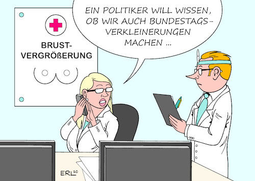 Cartoon: Bundestag (medium) by Erl tagged politik,bundestag,abgeordnete,anzahl,aufgebläht,überhangsmandate,erststimmen,zweitstimmen,bundesverfassungsgericht,karlsruhe,verkleinerung,wahlrecht,reform,politiker,politikerinnen,parteien,verschleppung,zeitdruck,bundestagswahl,2021,medizin,brustvergrößerung,karikatur,erl,politik,bundestag,abgeordnete,anzahl,aufgebläht,überhangsmandate,erststimmen,zweitstimmen,bundesverfassungsgericht,karlsruhe,verkleinerung,wahlrecht,reform,politiker,politikerinnen,parteien,verschleppung,zeitdruck,bundestagswahl,2021,medizin,brustvergrößerung,karikatur,erl