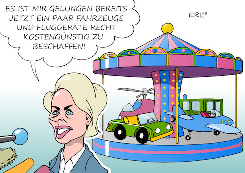 Cartoon: Bundeswehr Beschaffung (medium) by Erl tagged politik,bundeswehr,ausrüstung,marode,kaputt,alt,veraltet,beschaffung,rüstung,fahrzeuge,fluggeräte,kauf,verteidigungsministerin,ursula,von,der,leyen,ankündigung,karussell,kinderkarussell,militär,verteidigung,einsatz,landesverteidigung,auslandseinsatz,auslandseinsätze,soldat,soldaten,karikatur,erl,politik,bundeswehr,ausrüstung,marode,kaputt,alt,veraltet,beschaffung,rüstung,fahrzeuge,fluggeräte,kauf,verteidigungsministerin,ursula,von,der,leyen,ankündigung,karussell,kinderkarussell,militär,verteidigung,einsatz,landesverteidigung,auslandseinsatz,auslandseinsätze,soldat,soldaten,karikatur,erl