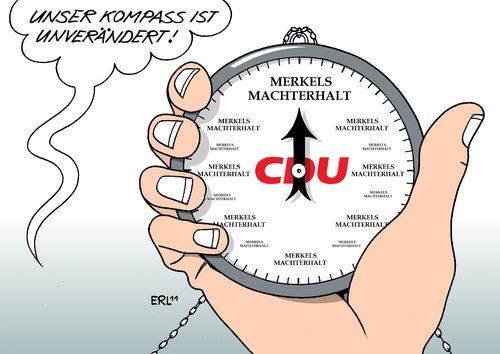 Cartoon: CDU-Kompass (medium) by Erl tagged cdu,kompass,kurs,richtung,konservativ,modern,macht,machterhalt,bundeskanzlerin,angela,merkel,vorsitzende,partei,mindestlohn,atomausstieg,wehrpflicht,abschaffung,frauenquote,cdu,kompass,kurs,richtung,konservativ,modern,machterhalt,bundeskanzlerin,merkel,vorsitzende,partei,wehrpflicht,abschaffung,frauenquote