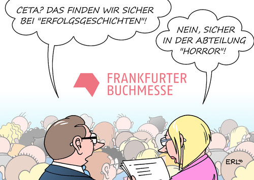 Cartoon: CETA Buchmesse (medium) by Erl tagged ceta,freihandelsabkommen,eu,kanada,handel,erleichterungen,aufschwung,wachstum,rückschritt,verbraucherschutz,demokratie,schiedsgerichte,frankfurter,buchmesse,frankfurt,buch,bücher,erfolgsgeschichte,horrorroman,horror,karikatur,erl,ceta,freihandelsabkommen,eu,kanada,handel,erleichterungen,aufschwung,wachstum,rückschritt,verbraucherschutz,demokratie,schiedsgerichte,frankfurter,buchmesse,frankfurt,buch,bücher,erfolgsgeschichte,horrorroman,horror,karikatur,erl