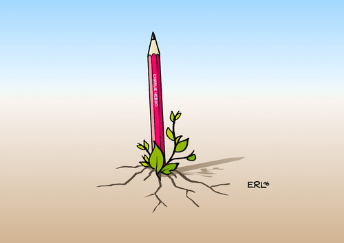 Cartoon: Charlie Hebdo (medium) by Erl tagged charlie,hebdo,satire,magazin,frankreich,paris,anschlag,is,mord,tod,weiterleben,leben,bleistift,blüte,pflanze,karikatur,erl,charlie,hebdo,satire,magazin,frankreich,paris,anschlag,is,mord,tod,weiterleben,leben,bleistift,blüte,pflanze,karikatur,erl