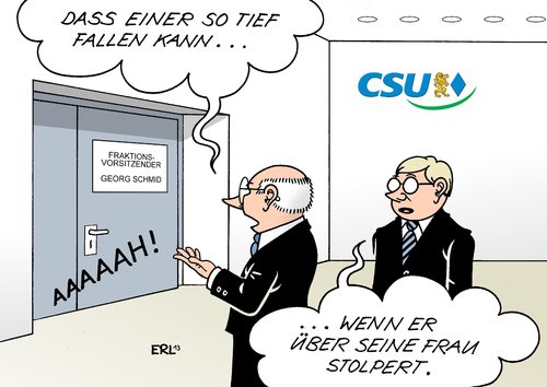 Cartoon: CSU Georg Schmid (medium) by Erl tagged schmid,georg,csu,fraktion,vorsitz,rücktritt,beschäftigung,familienmitglief,ehefrau,gehalt,steuergeld,csu,georg,schmid