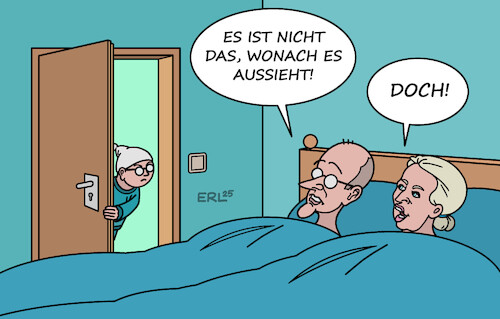 Cartoon: Da schaute Michel herein I (medium) by Erl tagged politik,merz,cdu,abstimmung,bundestag,migration,zustimmung,afd,weidel,bett,michel,karikatur,erl,politik,merz,cdu,abstimmung,bundestag,migration,zustimmung,afd,weidel,bett,michel,karikatur,erl